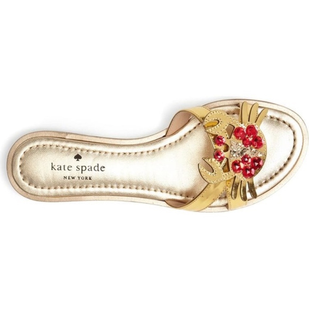 Kate Spade Sebastian Crab Sandals Gold Red